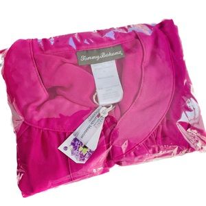 TOMMY BAHAMA | XS | Hot Pink Fuschia Swim Top Gauze Button Down Sheer 3/4 Sleeve